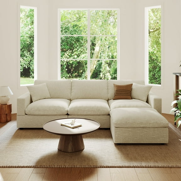 Indecor Home 95.4" Modular Sectional Sofa Couch, Upholstered L-Shape Sofa Cloud Sofa for Living Room Office Apartment