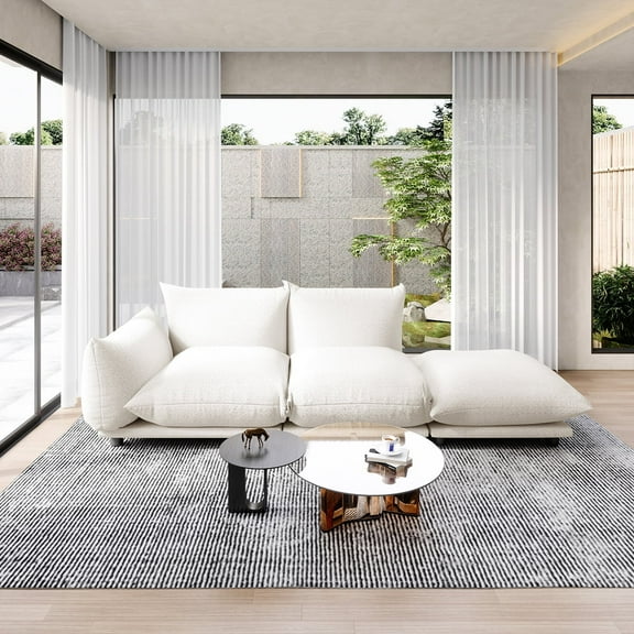 Indecor Home (INDHG) Solid Print Polyester Convertible Sectional Sofa, White