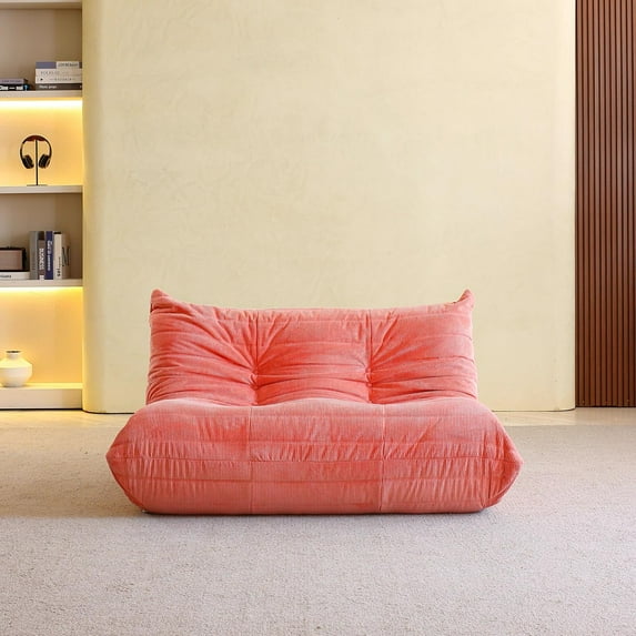 Indecor Home Lazy Sofa, Togo Sofa Loveseat Corduroy Sofa Sectional Sofa Bean Bag Chair Floor sofa for Living Room, Bedroom, Pink