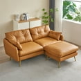 thumbnail image 1 of Indecor Home 45" Sectional Sofa Couch , Faux Leather Sofa with 2 Cushions and Armrests Single Sofa for Living Room Bedroom Apartment, Tan, 1 of 10