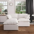 thumbnail image 1 of Indecor Home Sectional Couches Loveseat 2 Seater with Ottoman Convertible Down Filled Comfy Sofas for Living Room White, 1 of 11