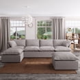 thumbnail image 1 of Indecor Home Sectional Sofa U Shape 4 Seater with 2 Ottomans Convertible Couch Linen Blend Sofa Set for Living Room Furniture Gray, 1 of 11