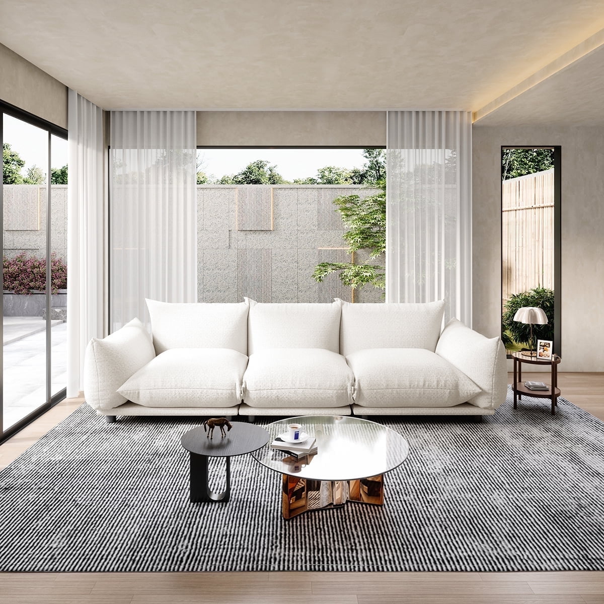 Indecor Home Upholstery Sectional Sofa 3 Seater Sofa Sectional Couches for Living Room White