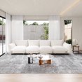 thumbnail image 1 of Indecor Home Upholstery Sectional Sofa I Shaped 4 Seater Sofa Comfy Sectional Couches for Living Room White, 1 of 5