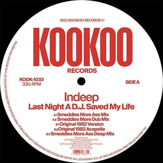 Indeep - Last Night A D.J. Saved My Life (4 Mixes) Color Vinyl 160gm - Music & Performance