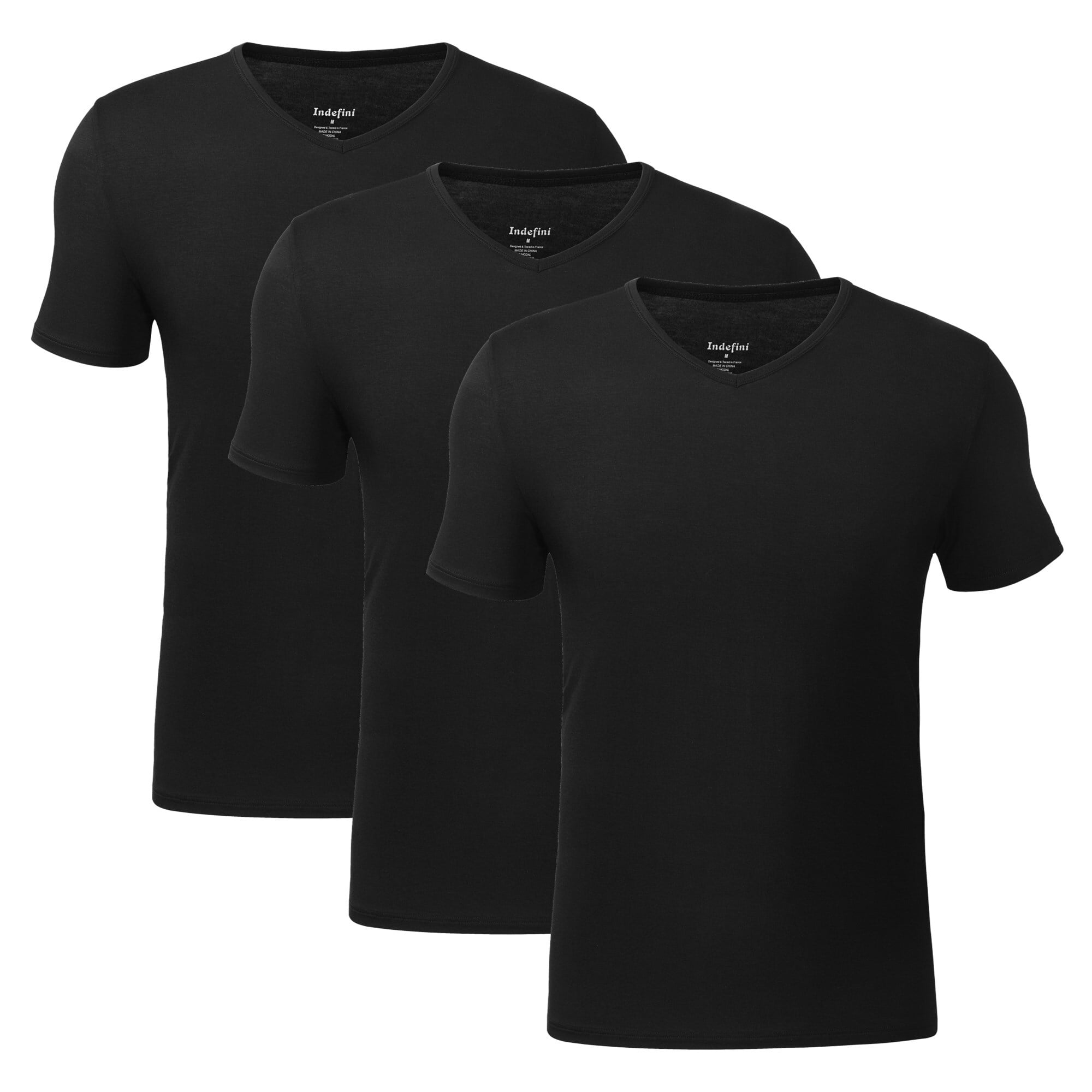Indefini Men's Micro Modal Undershirts V-Neck Soft Comfy Slim Fit Tees ...