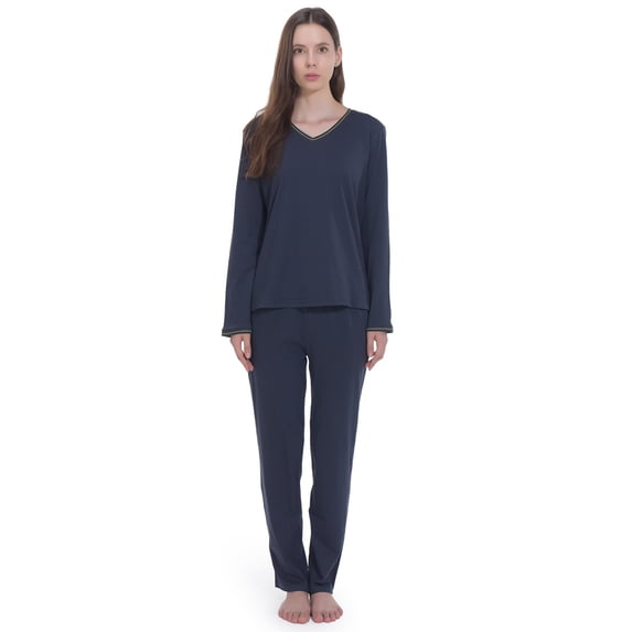 Indefini Women's Cotton Pajama Set Long Sleeve Sleepwear Pjs Top and Pants Lounge Set, Size S-XL