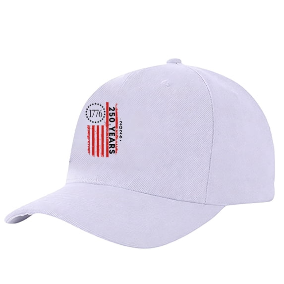Independence Day 250th Anniversary 1776 Heritage Baseball Cap for Adult Men Women, Commemorative Patriotic Celebration Casual Daily Wear Cotton Hat #0585 White