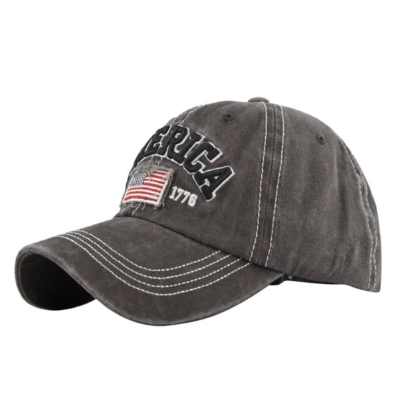 Independence Day 250th Anniversary Embroidered Baseball Cap, Vintage Distressed Peaked Hat for Adults, Patriotic July 4th Outdoor Sun Protection Gear #0065 Coffee