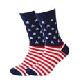 thumbnail image 1 of Independence Day 250th Anniversary Men's American Flag Crew Socks, Patriotic Stars and Stripes Color Block Striped Mid-Calf Athletic Dress Socks #0623 Royal Blue, 1 of 7