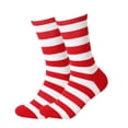 thumbnail image 1 of Independence Day 250th Anniversary Men's American Flag Crew Socks, Patriotic Stars and Stripes Color Block Striped Mid-Calf Athletic Dress Socks #0625 Red, 1 of 8