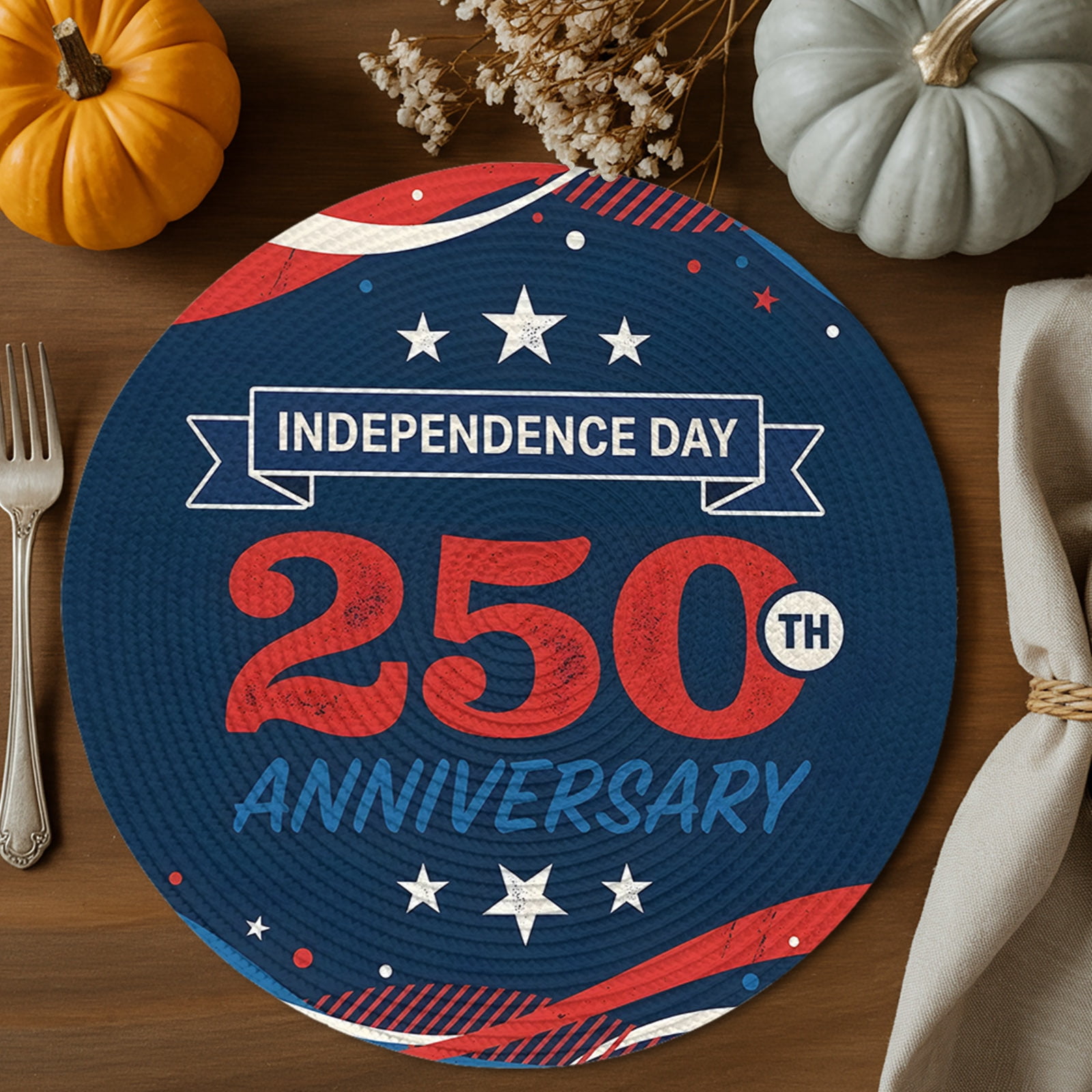 Independence Day 250th Anniversary Round Braided Placemats 15