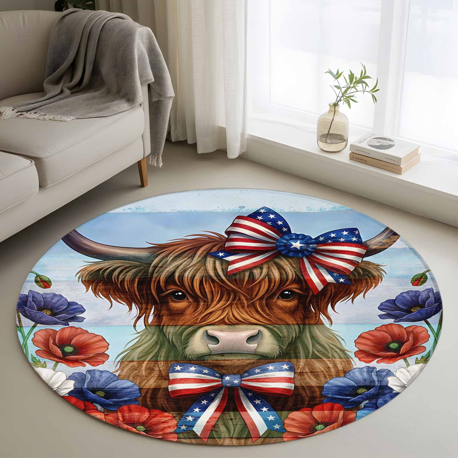 Independence Day 4' Round Rug for Cozy Reading Nook Home Office Chair ...