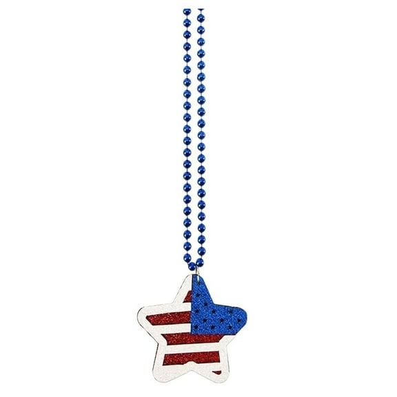 Independence Day Accessories, 4Th of July Necklace Patriotic - American Flag Bead Chain, Independence Day Plastic Round Beads Accessories