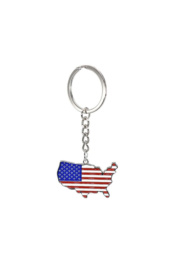Independence Day Alloy Keychain, Patriotic Red White & Blue USA Map Design Keyring, Durable Metal Charm for Keys, Bags, Festive 4th of July Gift