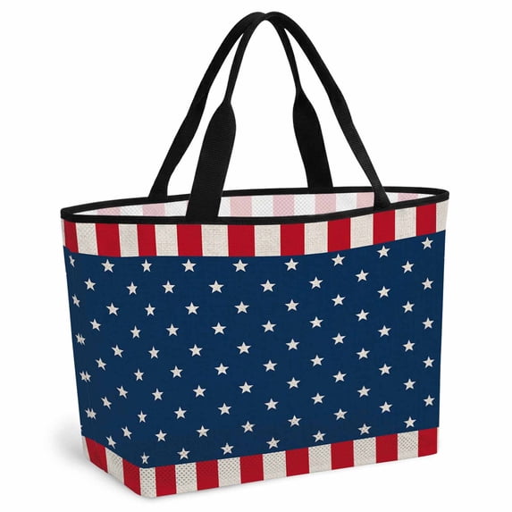 Independence Day American Flag Beach Bag for Women, Large Breathable Mesh Beach Tote Bag, White Star Red Stripes Sandproof Lightweight Travel Bags for Vacation Picnic Swimming Pool 15.7"x15.7"x9.1"