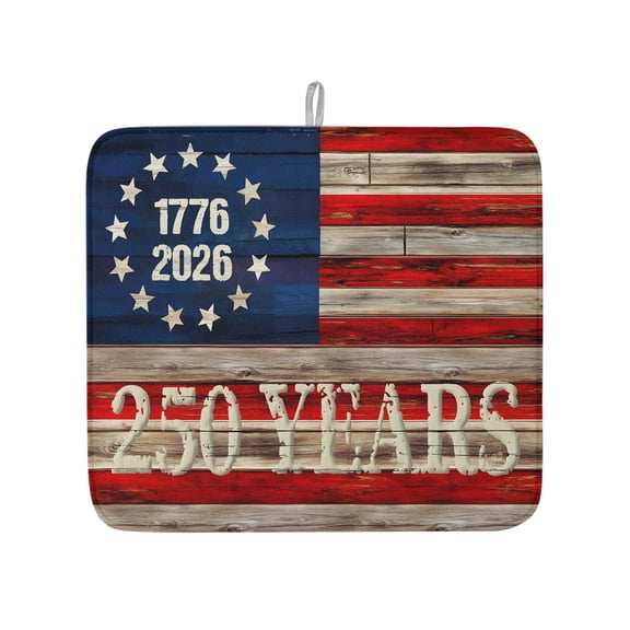 Independence Day American Flag Dish Drying Mats for Kitchen Counter,Absorbent Microfiber Dish Drainer Rack Mat Patriotic Commemoration Drying Pad for Sinks,Utensils,Countertops,16x18in