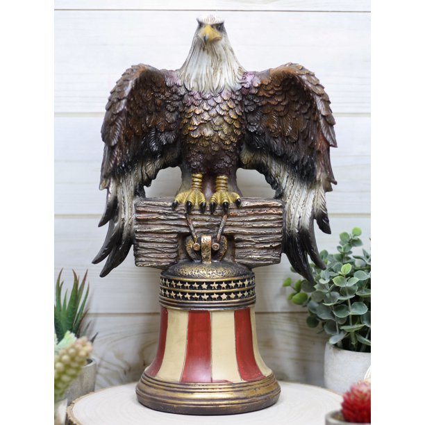 Independence Day American Glorious Bald Eagle Perching On Liberty Bell