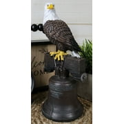Independence Day American Patriotic Bald Eagle Perching On Liberty Bell Figurine