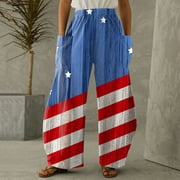 Independence Day And A Clothing Of Independence Clothing Spirit And Women Summer High Waisted Palazzo Pants Wide Leg Long Pant Trousers With Pocket