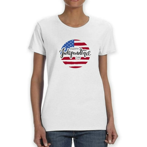 Independence Day And Flag Shaped T-Shirt Women -Image by Shutterstock, Female Small