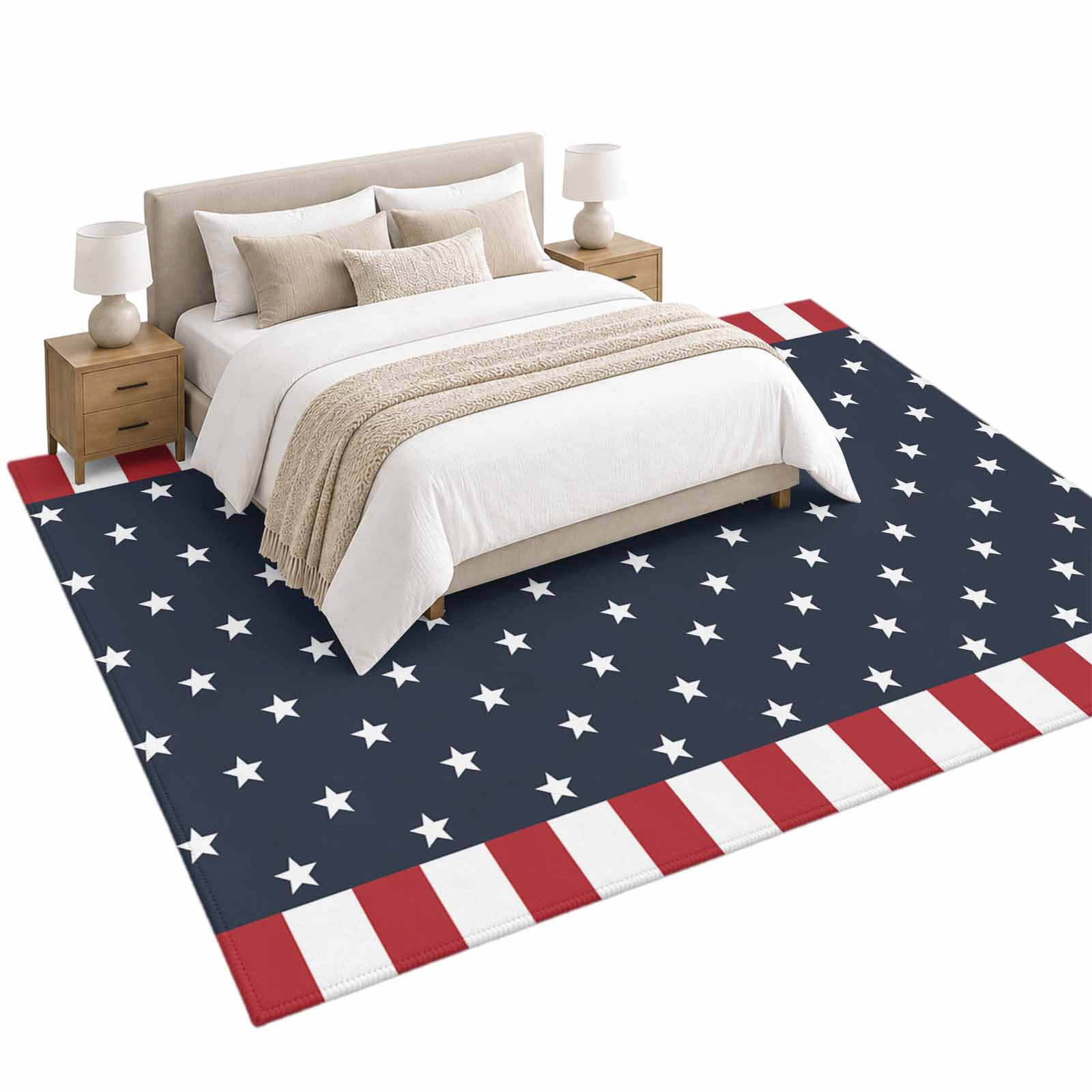 Independence Day Area Rug 5'x7', American Flag Pentagram Patriot Soft ...