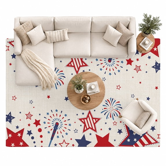 Independence Day Area Rug 8'x10', Vintage Star Patriotic Large Area ...