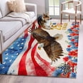 thumbnail image 1 of Independence Day Area Rugs 4'x6', Watercolor U. S. Flag Soaring Bald Eagle Linen Texture Low Pile Throw Living Room Rug Non-Slip Sturdy Edge Binding Carpet for Indoor Entryway Bedside Kitchen, 1 of 9