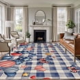 thumbnail image 1 of Independence Day Area Rugs 5'x7', Washable Small Throw Rugs for Laundry Room Playroom, Flag Balloons Butterflies Blue Plaid Indoor Outdoor Rug Non-Slip Low Pile Carpet Runner Reversible Floor Mats, 1 of 8
