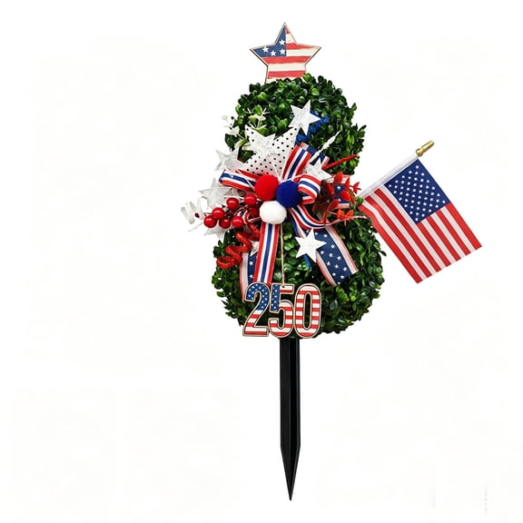 Independence Day Artificial Plant Garden Stake,Faux Tree Green Plant Ground Stake for Outdoor Lawn Garden Border,Patriotic Garden Decor for 4th of July Decor Pathway Accent