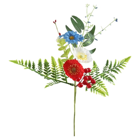 Independence Day Artificial Red And Blue Peony Cuttings, Dienrx 4Th Of July Artificial Peony Picks  Red And Blue Faux Flowers for Vase Or Wreath Making