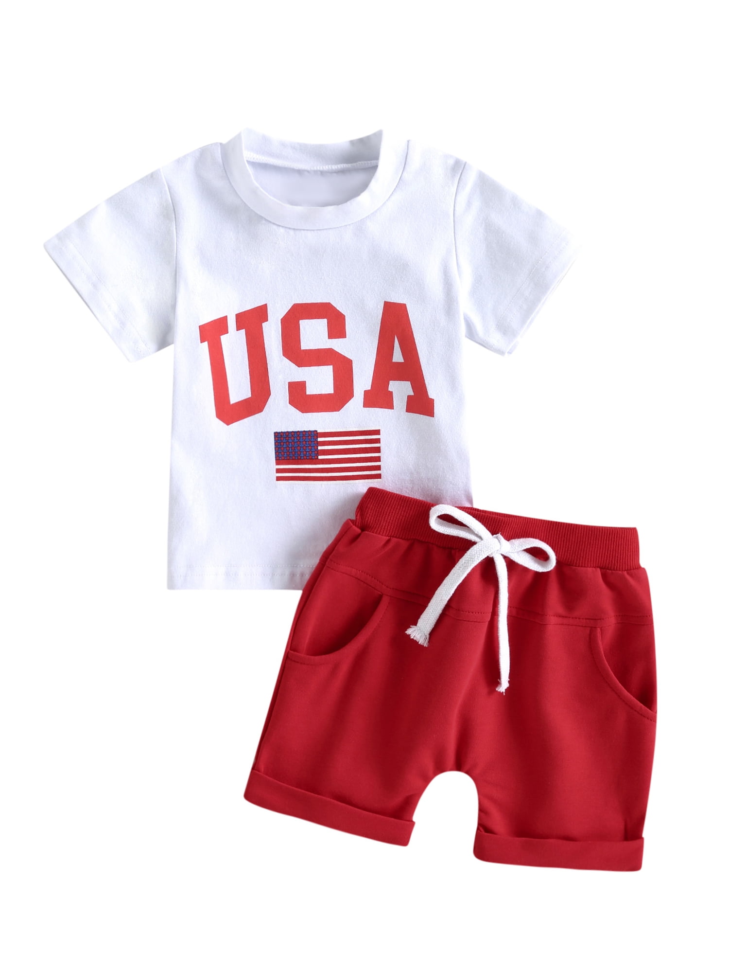 Stylesilove Cute American Flag Boys' Cotton T-Shirt – Patriotic Toddler & Little Kid Top