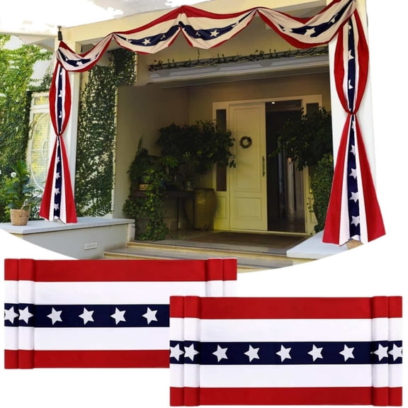 Independence Day Backdrop 6.5x16.4 Ft Patriotic Red White Blue Streamer USA 4th of July Party Photo Booth Decor