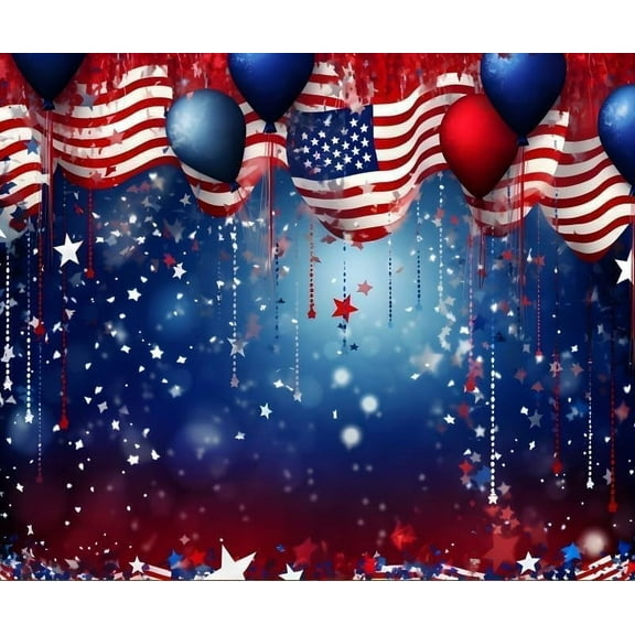 Independence Day Backdrop for Independence Day 4th of July favors Props Red White Blue Stars Bokeh Photo Backdrop Banner Photography Background Studio Props