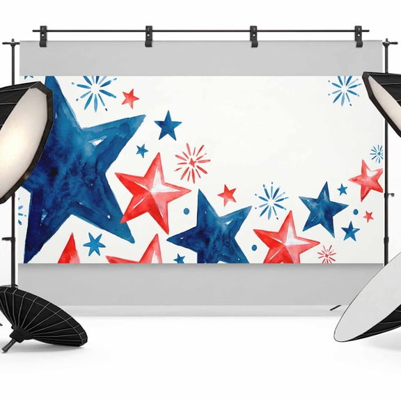 Independence Day Backdrop for Photography, Five-Pointed Star Cartoon Graffiti Firework Photo Backdrop Portrait Background Party Banner Photo Backgrounds for Studio Booth Props, 7x5ft