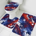 thumbnail image 1 of Independence Day Bathroom Rugs Set Abstract Red Blue White Mottled Painted Non Slip Absorbent Soft Bath Mats 3 Piece Set with Bathroom Rug, U-Shaped Floor Mat, Toilet Seat Cover Large Size, 1 of 9