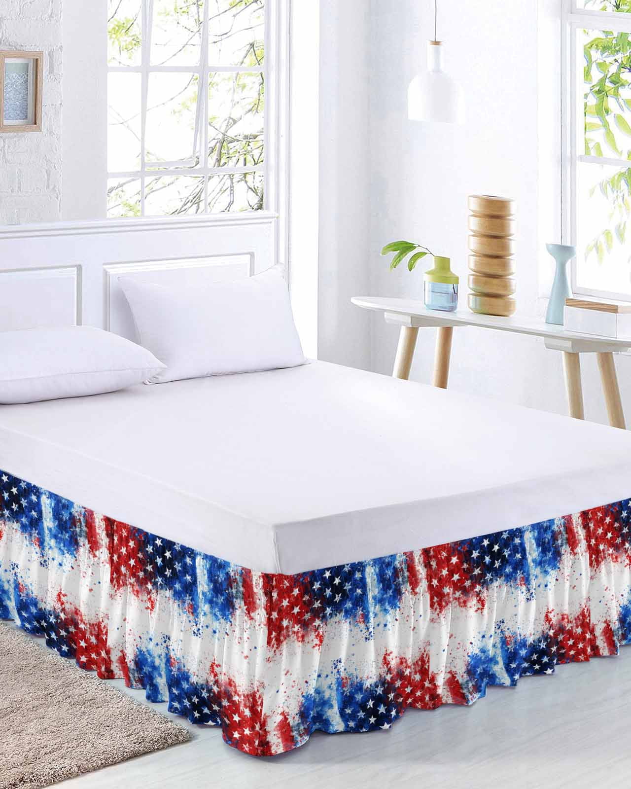 Independence Day Bed Skirt Queen Size 18 Inch Drop, Mottled Red Blue ...
