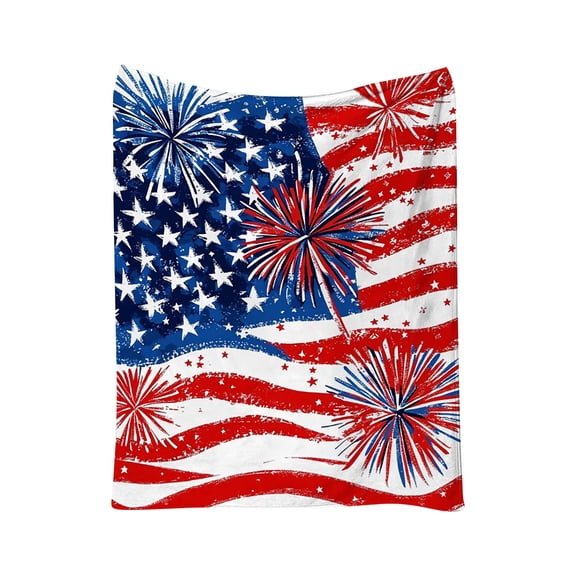 Independence Day Blanket Festive Flannel Blanket Soft Warm Throw Blanket For Home Sofa Bed Holiday Decoration Living Room Bedroom Warm Cozy Patriotic Blankets for All Season