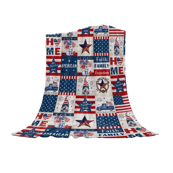 Independence Day Blanket Party Blanket Flannel Bed Blanket USA Flag Day Themed Sofa Throw Blanket 70x100cm