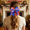 thumbnail image 1 of Independence Day Bow Scrunchie 4th of July Patriotic Hair Bow Red White Blue Star Striped American Flag Ribbon Hair Tie, Cute Patriotic Hair Ribbon Accessory for Day Holiday Gift 1Pcs, 1 of 5