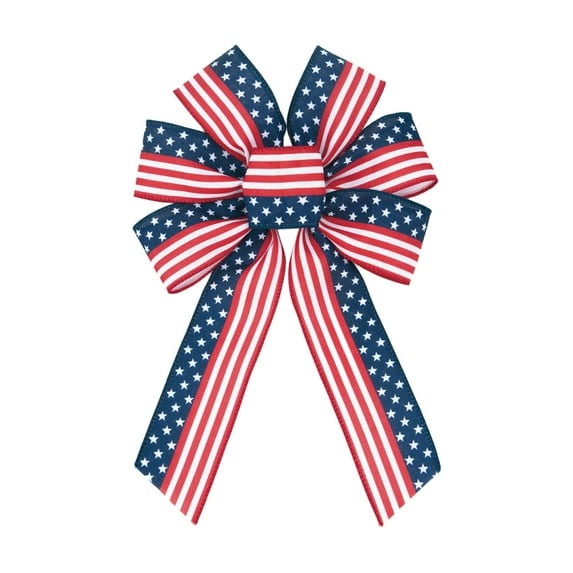 Independence Day Bowknot Door Hanging - 14.96x9.45in Patriotic Polyester Decoration for Festive Door/Wall Decor (Blue)