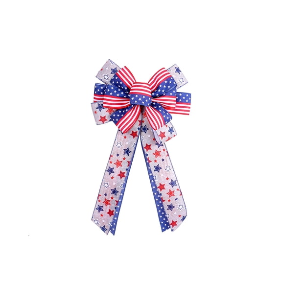 Independence Day Bows 4th of July Bows Red White Blue Stars and Stripes Burlap Bows American Flag Patriotic Bows for Indoor Outdoor Independence Day Party Decoration Supplies,19.7 in