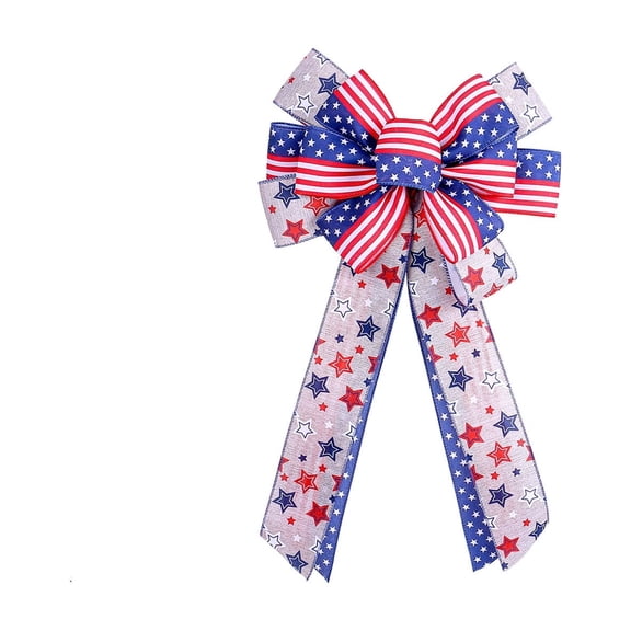 Independence Day Bows 4th of July Bows Red White Blue Stars and Stripes Burlap Bows American Flag Patriotic Bows for Indoor Outdoor Independence Day Party Decoration Supplies,19.7 in