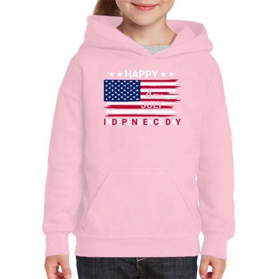 Independence Day Brush Flag Hoodie Juniors -Image by Shutterstock, Medium
