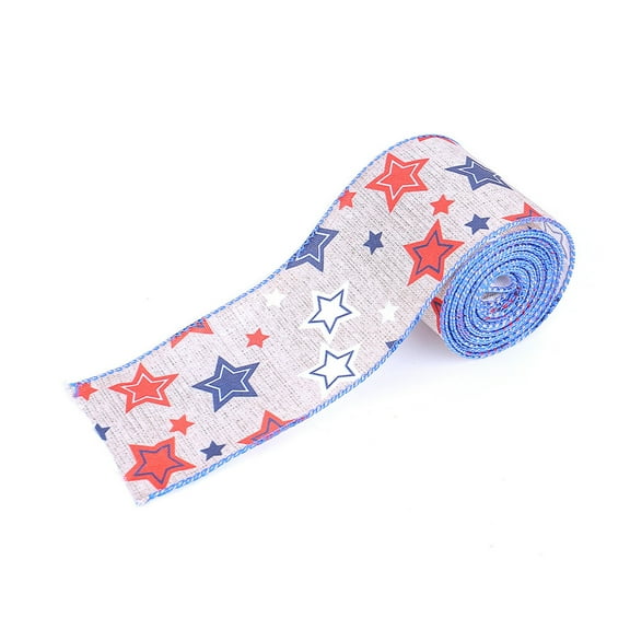 Independence Day Burlap Ribbon Bow, Decorative Ribbon for Gift Packaging, Home and Window Decor, Soft Fabric, Weather Resistant, Machine Washable, 197 inches Long
