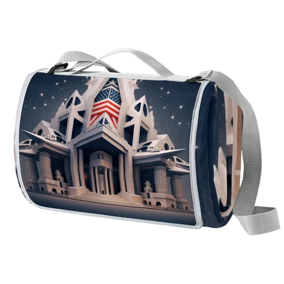 Independence Day Canvas Picnic Blankets- Waterproof Outdoor Blanket for Picnic & Beach, Extra Large Size, Portable & Foldable, Durable & Easy to Clean Material for Family & Friends Gathering.