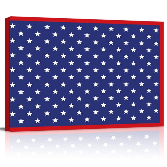 Independence Day Canvas Print Wall Art America Pentagram Blue Texture Pictures Painting Morden Artwork for Living Room Bedroom, Ready to Hang - 12"x16"