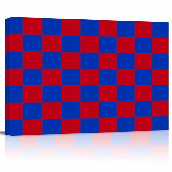 Independence Day Canvas Print Wall Art Red Blue Plaid Abstract Pixel Art Pictures Painting Morden Artwork for Living Room Bedroom, Ready to Hang - 12"x16"