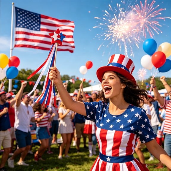 Independence Day Celebration Sparklers Handheld for 4th of July, Patriotic Decorative Accessories with Red White Blue Design, Safe and Easy to Use, Party Favor and Photo Prop