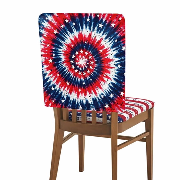 Independence Day Chair Back Covers Pack of 1, Watercolor Bohemian Stripes Abstract Doodle Removable Dining Seat Cover Washable Kitchen Chair Slipcovers Protective for Party Festival Decoration